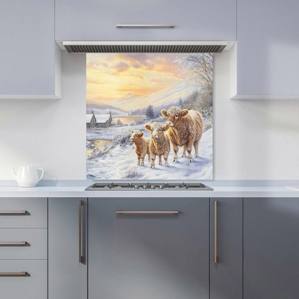 Warren Reed - Designer Family Of Highland Cows Kitchen Splashback