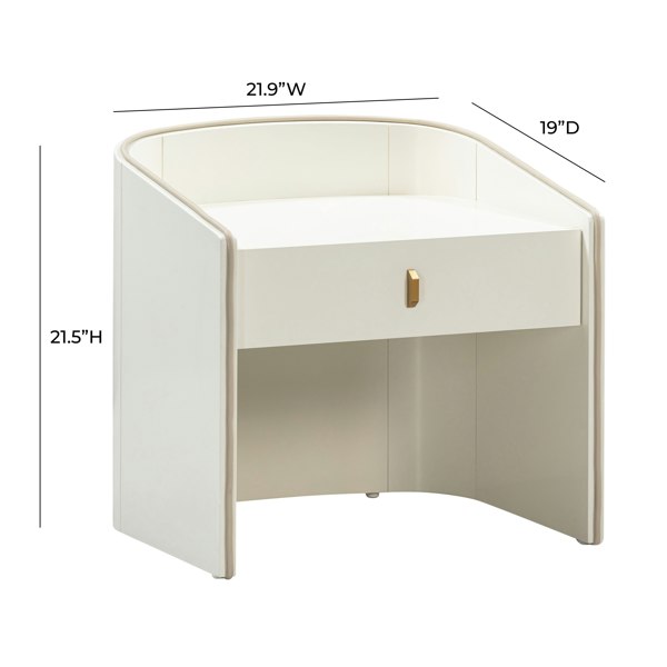 Furniture Edit Collins Cream Lacquer Nightstand