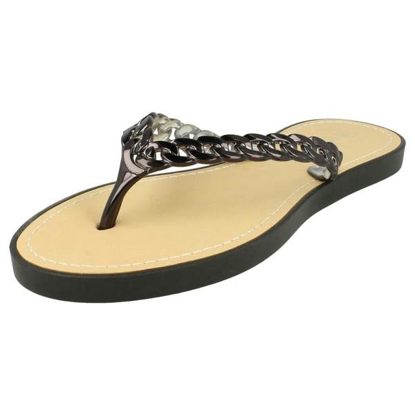 Savannah Ladies Savannah Toe Post Sandals With Upper Detailing