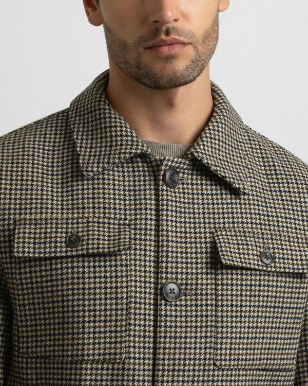 Steel & Jelly Hawkridge - Houndstooth Wool Blend Harrington Jacket