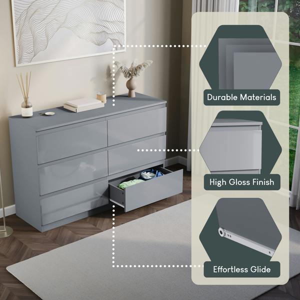 Vida Designs Glinton 6 Drawer Chest, Black