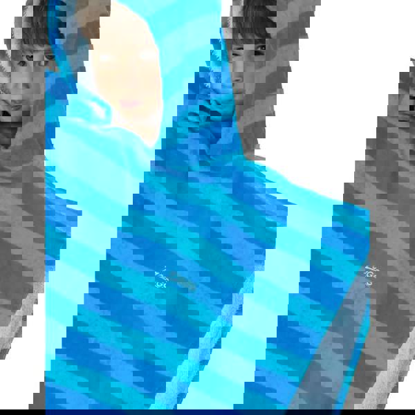 Zoggs Nautical Stripes Kids Poncho Hooded Towel Robe - Blue