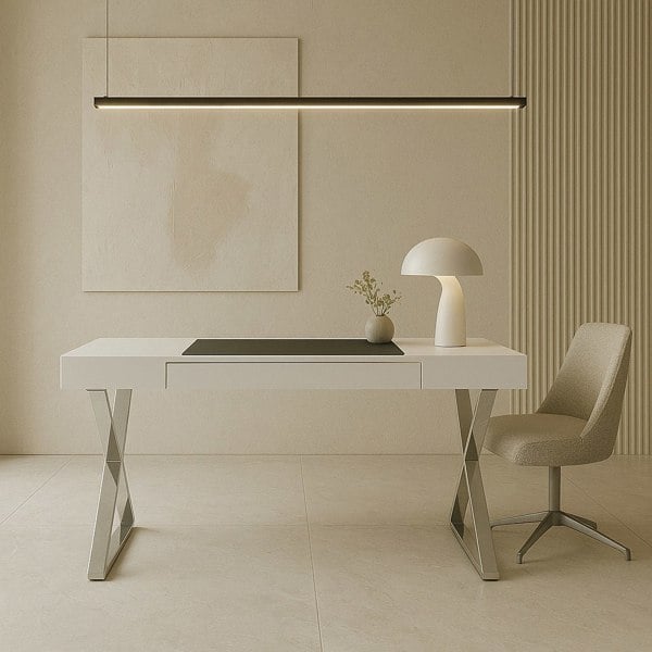 Centurion Supports ADONIS Gloss White and Chrome Legs Ergonomic Home Office Luxury Modern Desk