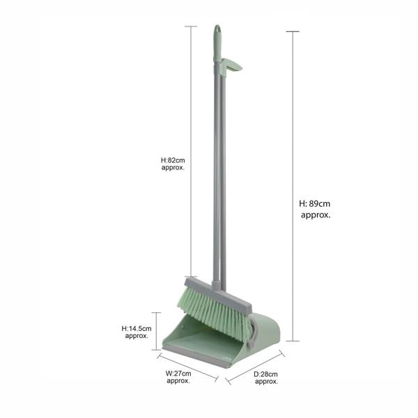 JVL Long Handle Lobby Dust Pan And Brush Set - Green