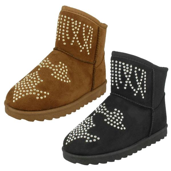 Spot On Girls Spot On Fleece Lined Studded Ankle Boots