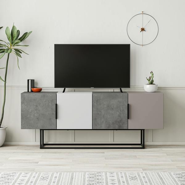 Decortie Tontini Modern TV Unit Multimedia Centre with Storage TV Cabinet 140cm