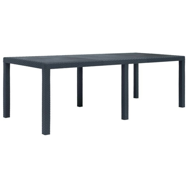 Berkfield Garden Table Anthracite 220x90x72 cm Plastic Rattan Look
