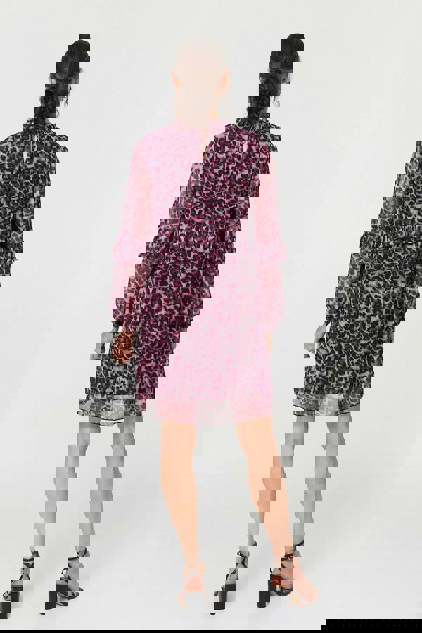 Purple | Animal Print Semi Sheer Short Dress
