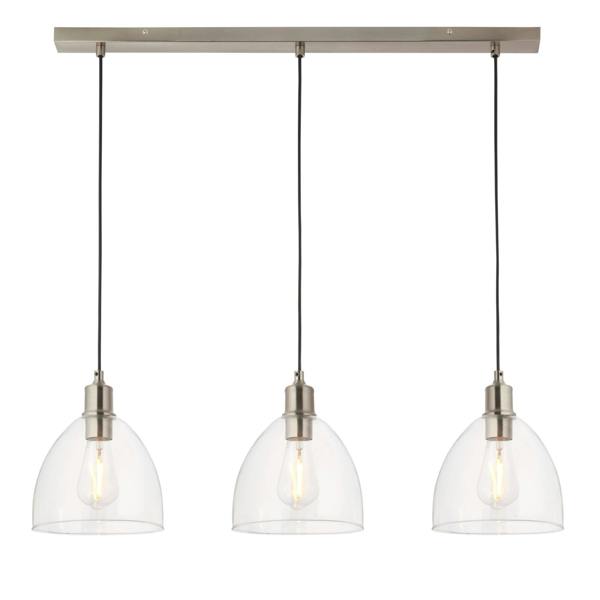 Pagazzi Lighting Jacob 3 Light Nickel and Glass Ceiling Pendant Bar