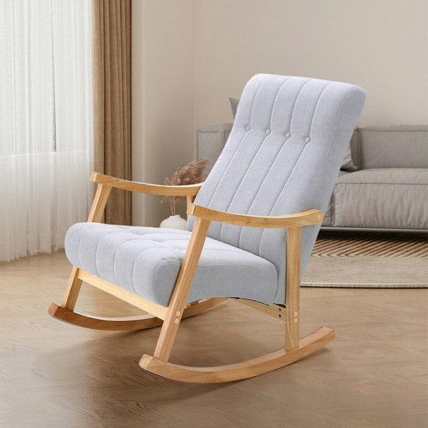 Solid Wood Rocking Chair with Velvet Upholstered Rocking Chairs Living and Home