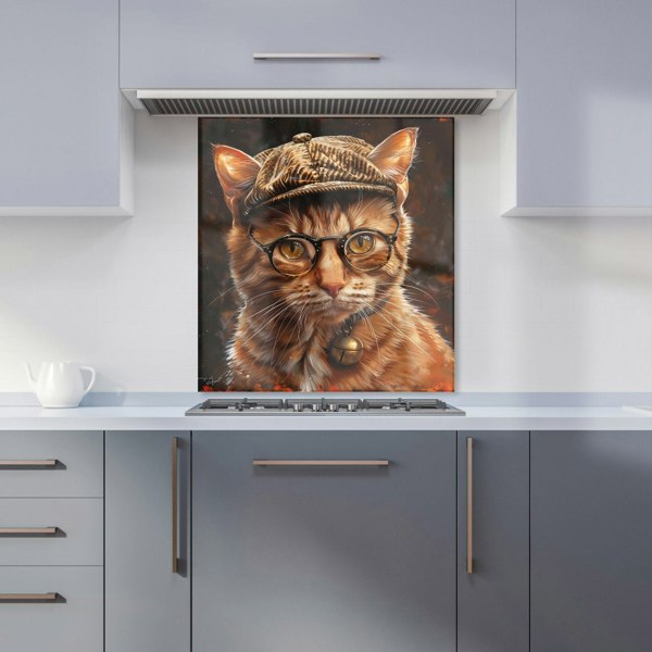 Warren Reed - Designer Dapper Ginger Cat with Cap Kitchen Splashback