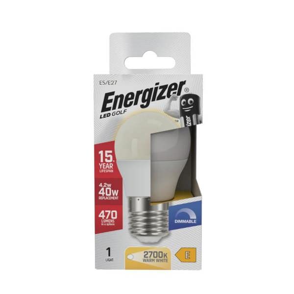 Energizer ES/E27 LED Golf Bulb - Opal - 
