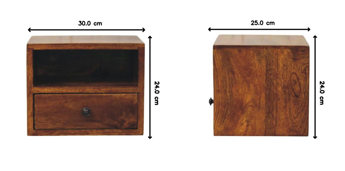 Artisan Furniture Solid Wood Solis 1-Drawer Chestnut Wall Mounted Nightstand