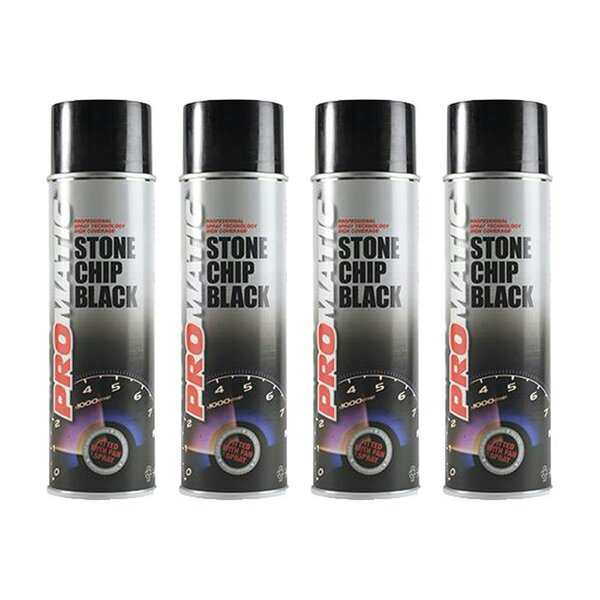 Promatic 4X Promatic Stonechip Black Spray Paint 500ml