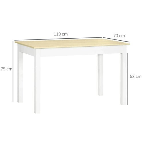 Bobobiy Dining Table for 4 to 6, Modern Kitchen Table - Wood Effect Tabletop, Thick Legs, 120L x 70W x 75Hcm, Dining Room, Kitchen, Living Room, Oak