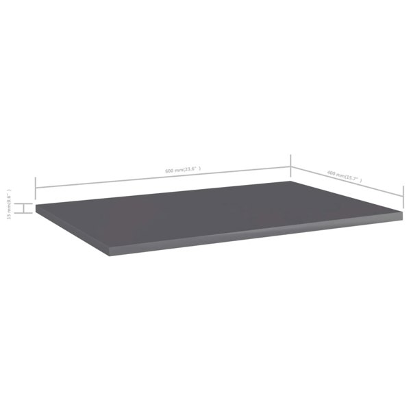 Berkfield Bookshelf Boards 4 pcs High Gloss Grey 60x40x1.5 cm Engineered Wood