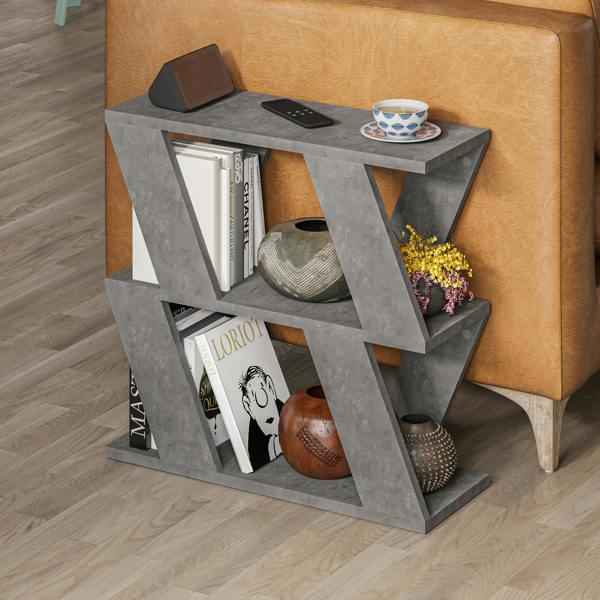 Decortie Lazena Modern 3-Tier Side Table, Slim Particleboard End Table H55.4cm