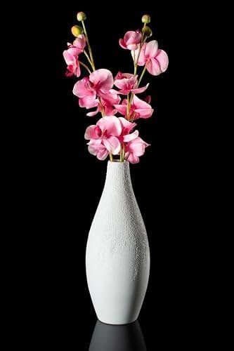 Diamante Matt Grey Earthenware Vase - Textured Finish - 35cm