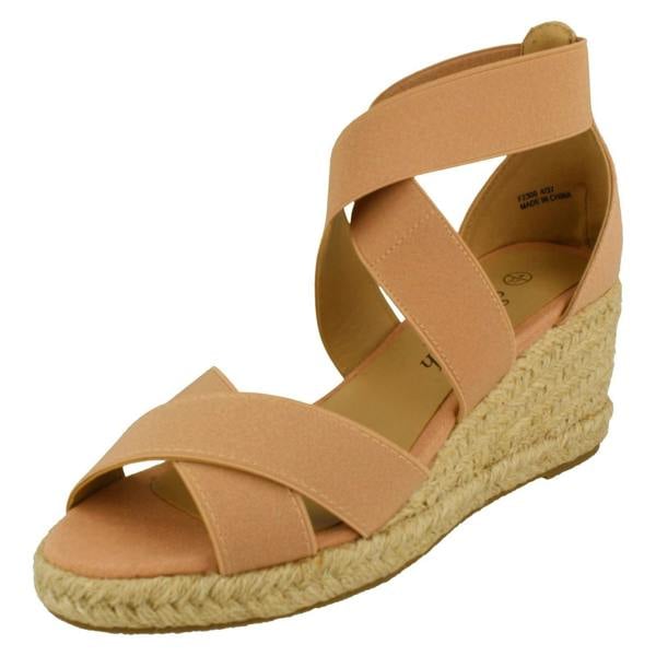 Savannah Ladies Savannah Elasticated Strap Wedge Heeled Sandals F2300