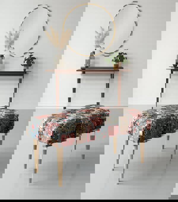 ISTOOLS Premium Printed Pattern Fabric Footstool Ottoman – Multi-Functional Pouffe Footrest & Table