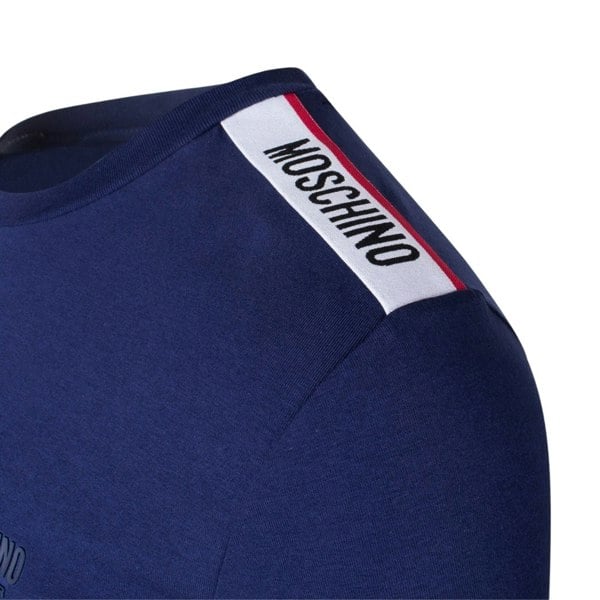 Moschino Taped Shoulder Logo Navy BlueT-Shirt XS