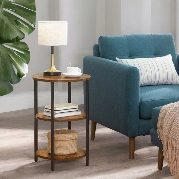 Rafaelo Mobilia 3 Tier Small Round Coffee Table Brown