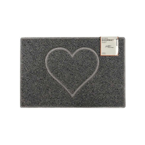 Oseasons Heart Small Embossed Doormat in Grey with Open Back