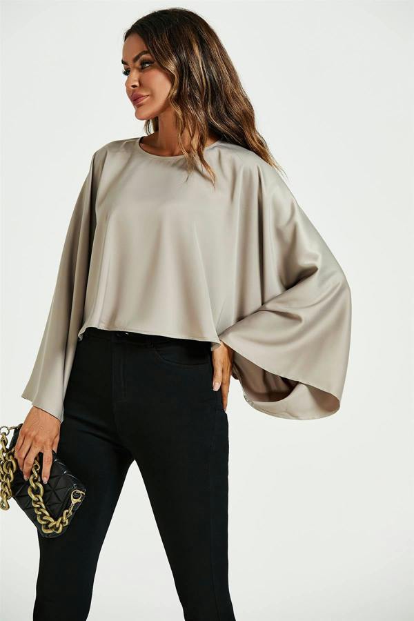FS Collection Satin Loose-Fit Crop Top In Mink