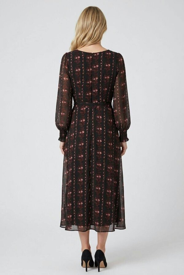 Izabel London Printed Semi Sheer Layered Midi Dress