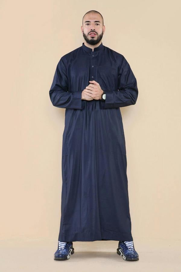 Infinity Leather Mens Thobe Jubba Saudi Islamic Arabic Eid Cotton Kaftan Jubbah Umrah Robe