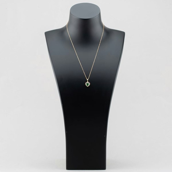 T. H. Baker 9ct Yellow Gold Green Cubic Zirconia Heart Halo Pendant Necklace NBD026YEM TRACEY9-18