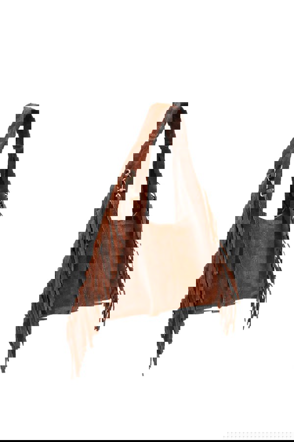 Kitise Italian Genuine Suede Fringe Crossbody Shoulder Bag