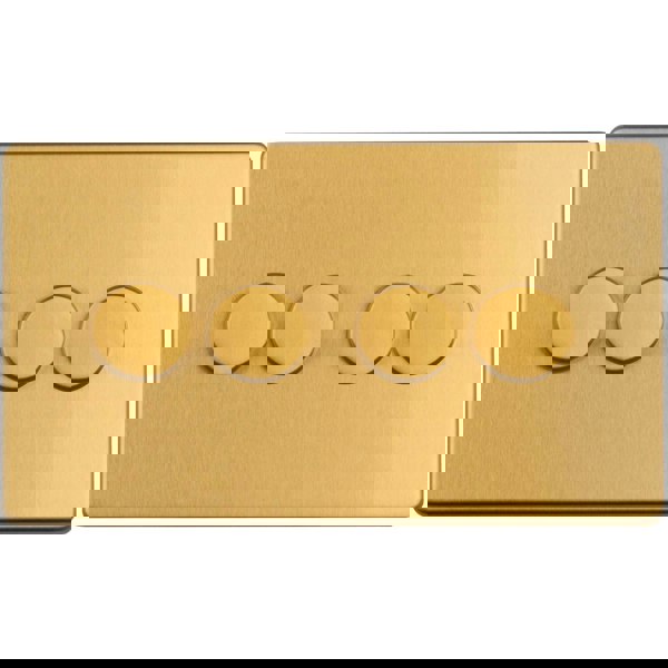 4 Gang Rotary Dimmer Switch 2 Way LED SCREWLESS SATIN BRASS Light Dimming Wall