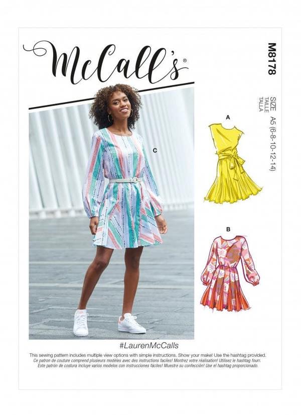 McCalls 8178 Paper Sewing Pattern – Women's Dress & Belt, Easy
