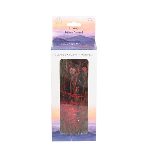 Serano 6in Ritual Wand Smudge Stick with Rosemary and Red Flowers