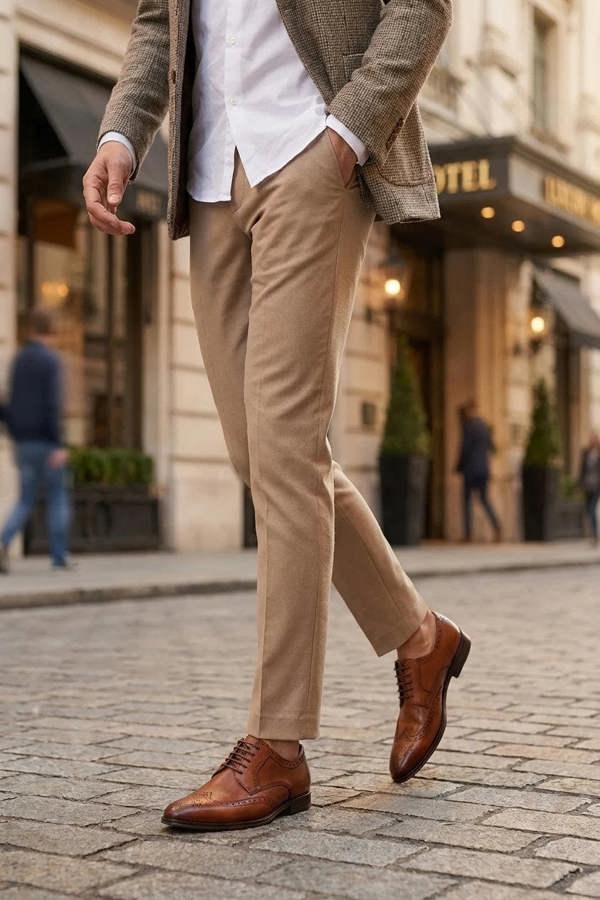 Lorenzo - Men's Tan Burnished Leather Oxfords Shoes - House of Cavani - 2