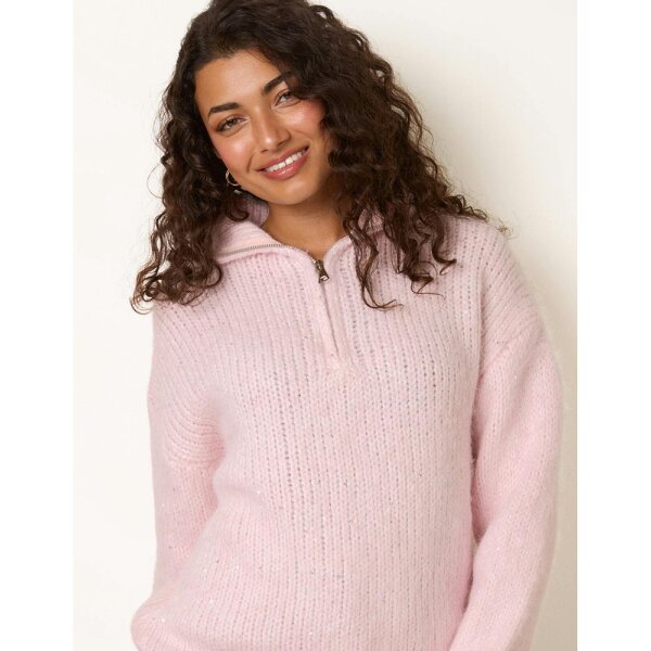 Blue Vanilla Zip Neck Glitter Detail Jumper