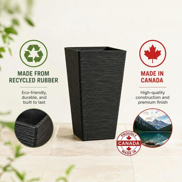 Nicoman Avondale Black Seagrass Recycled Rubber Plant Pot