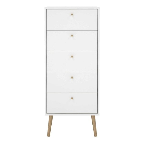 Wyld Haus Quietbloom White Wooden Storage Chest 5 Drawers