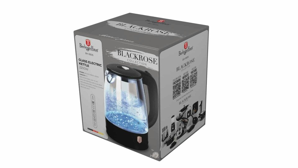 Berlinger Haus 1.7 L Glass Kettle BH-9505 Black Rose