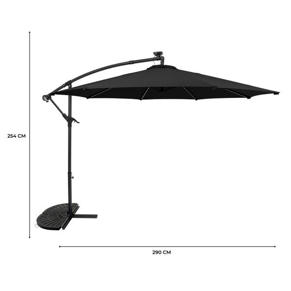 Jardi LED Cantilever Parasol 3m With Half Fan Base – Black