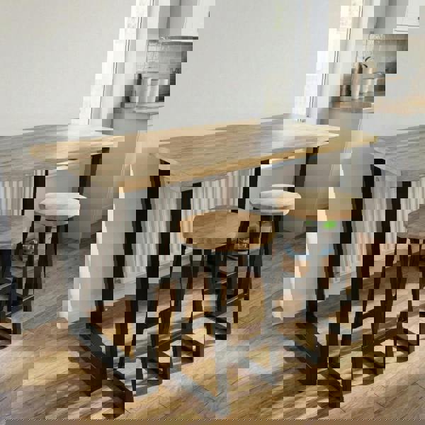 TRL Furniture Staved Oak Round Breakfast Bar Stool