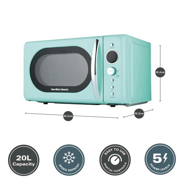 Hamilton Beach 20L Retro Mint Microwave - Hamilton Beach UK