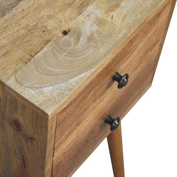 Wyld Haus Parma Small 2 Drawer Oak Mango Wood Bedside Table 2 Drawers