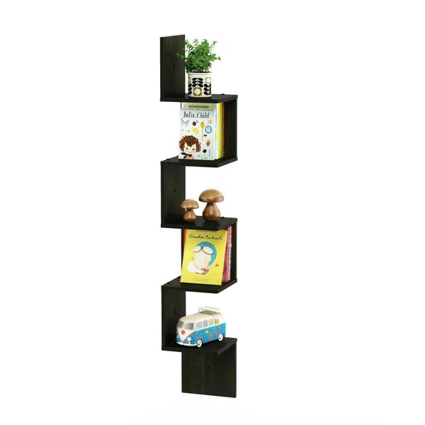 WALPLUS 5 Tier Wall Mount Floating Corner Square Shelf, Espresso perfect for organized storage and display