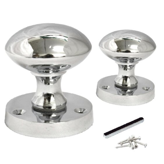 EDH Door Hardware Polished Chrome Round Door Knobs on Rose – Modern Internal Mortice Door Knob Set – 1 Pair
