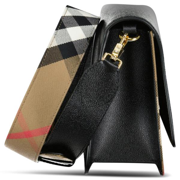Burberry 'Mackford' Leather Check Crossbody Bag Black - chancefashionco
