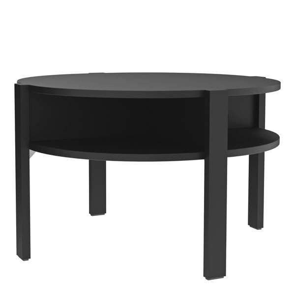 Furniture To Go Tobago Round Coffee Table with Open Shelf in Black