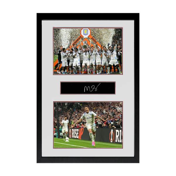 Morgan Rogers Signed Aston Villa Champions Plaque Iconic Frame
