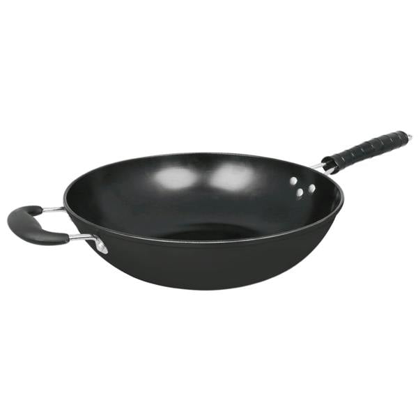 Gr8 Home 34cm Black Non Stick Carbon Steel Stir Fry Wok Pan